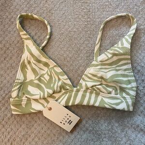 Billabong Green and White Bikini Top